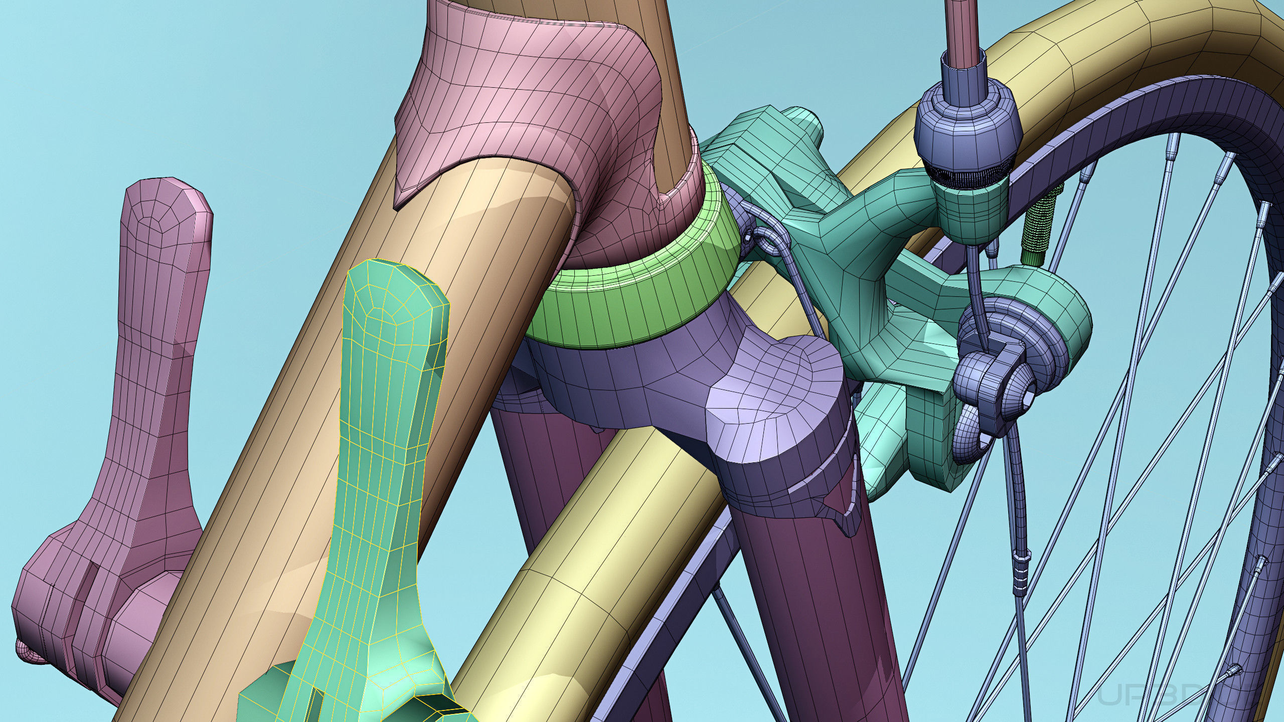 Retro  Racing Bicycle high detailed 3D model_9