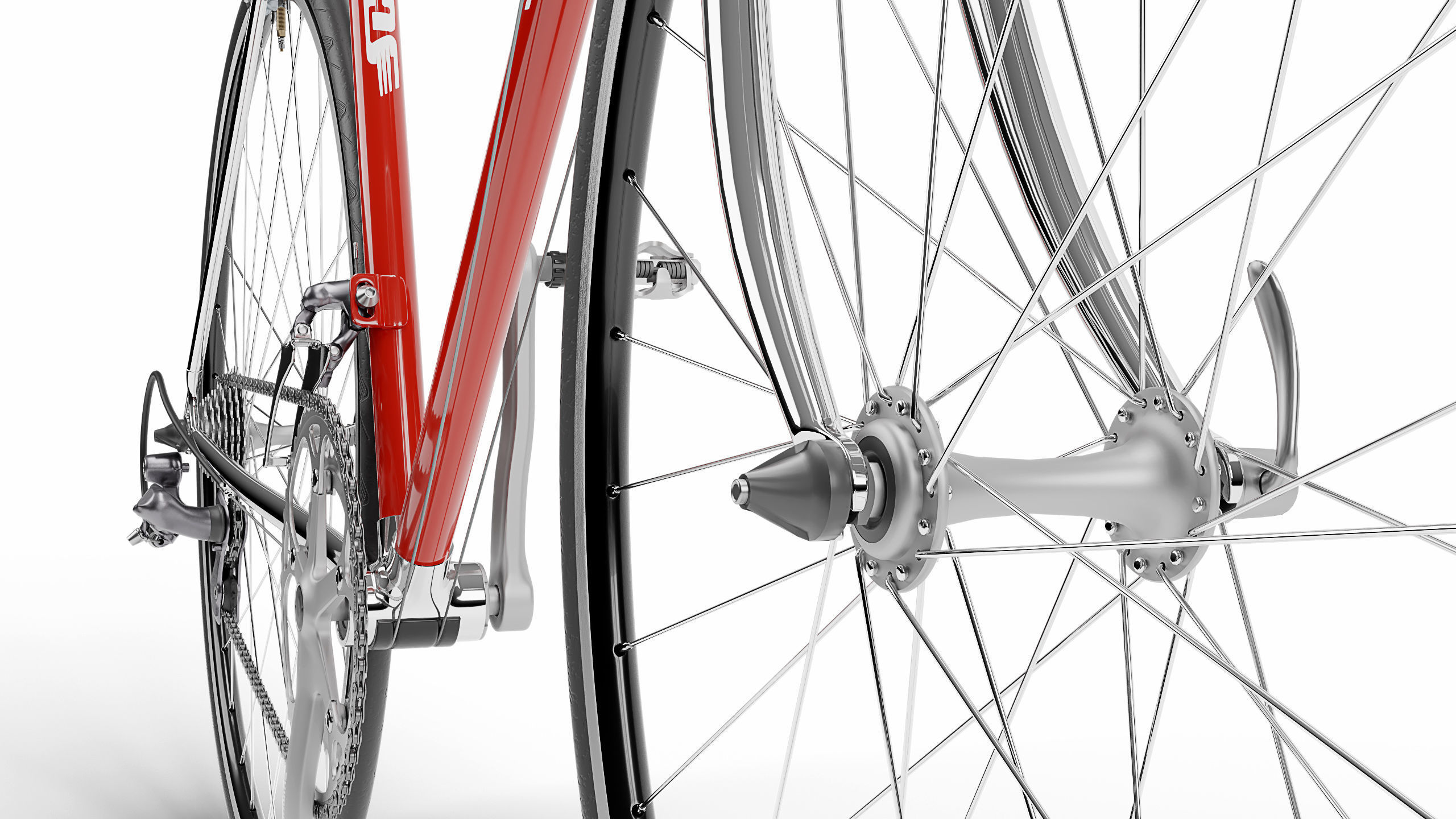 Retro  Racing Bicycle high detailed 3D model_5