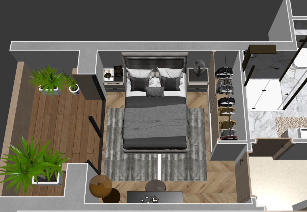 3d floorplan S two bedroom apartment floor plan 3D model_4