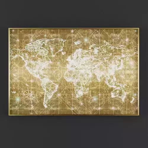 Pictures160 gold world map wall art