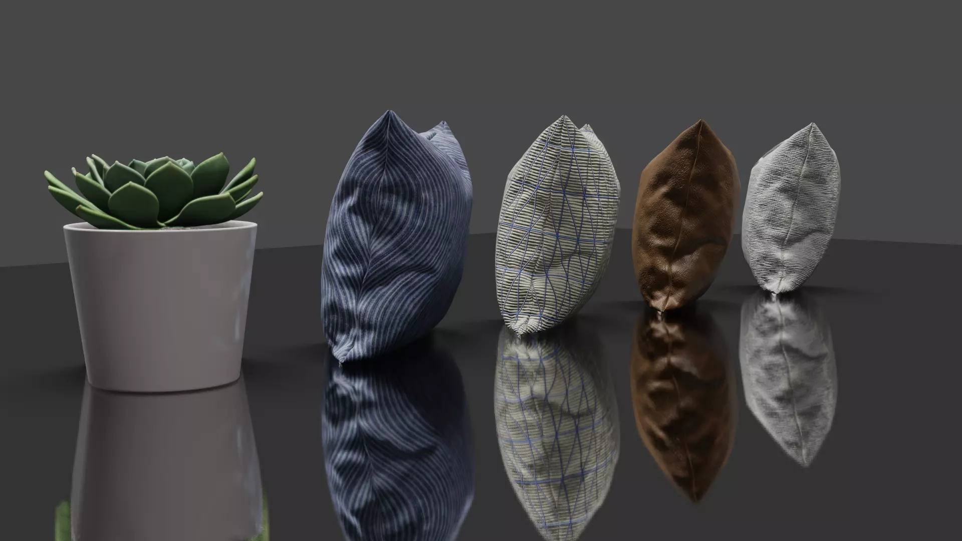 Cushions group of pillows and potted succulent Free 3D model