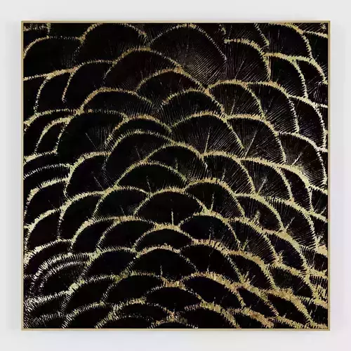 Pictures161 peacock feather wall art - gold