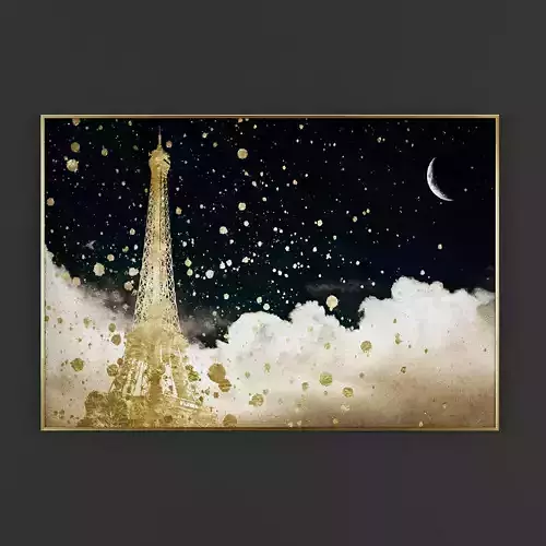 Pictures162 gold eiffel tower wall art