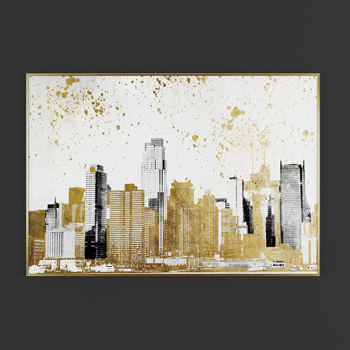 Pictures162 gold eiffel tower wall art Low-poly 3D model_2