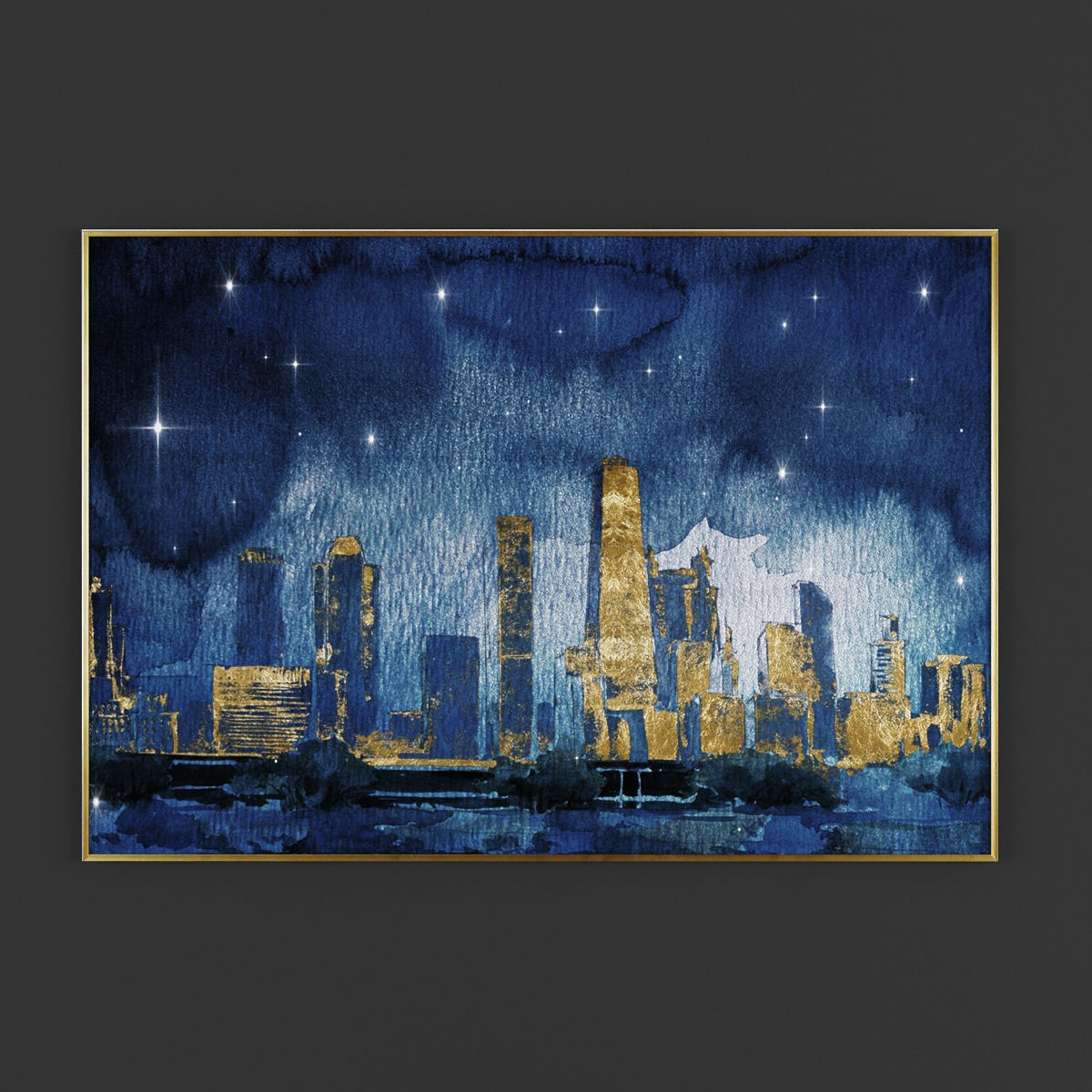 Pictures162 gold eiffel tower wall art Low-poly 3D model_1