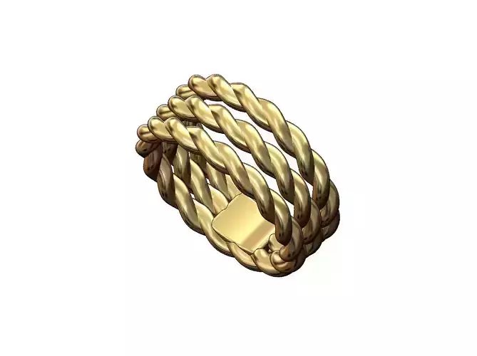 Triple tilted twisted wire band US sizes 4to11 3D print model