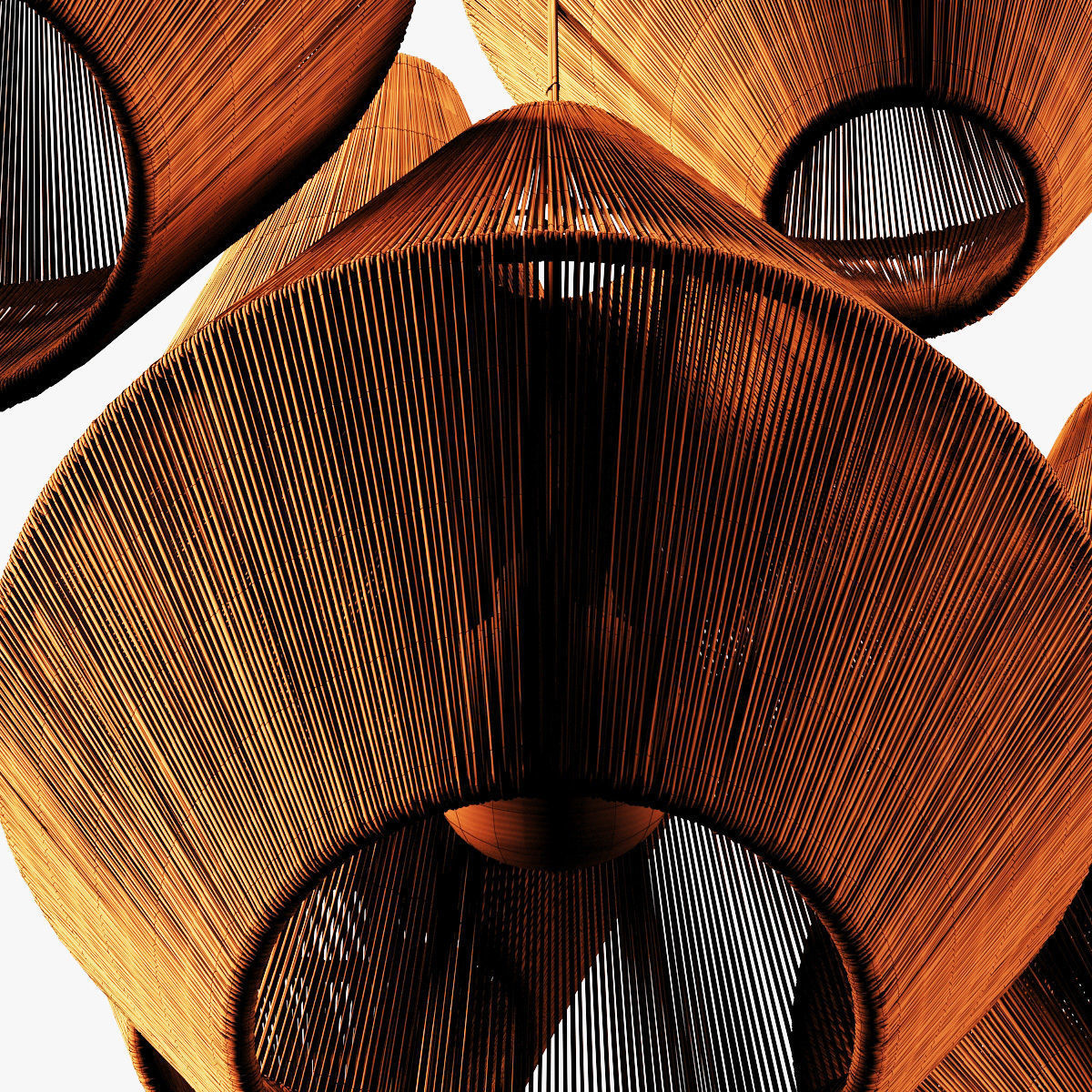 Lamp wood rattan wicker Cone n3 3D model_23