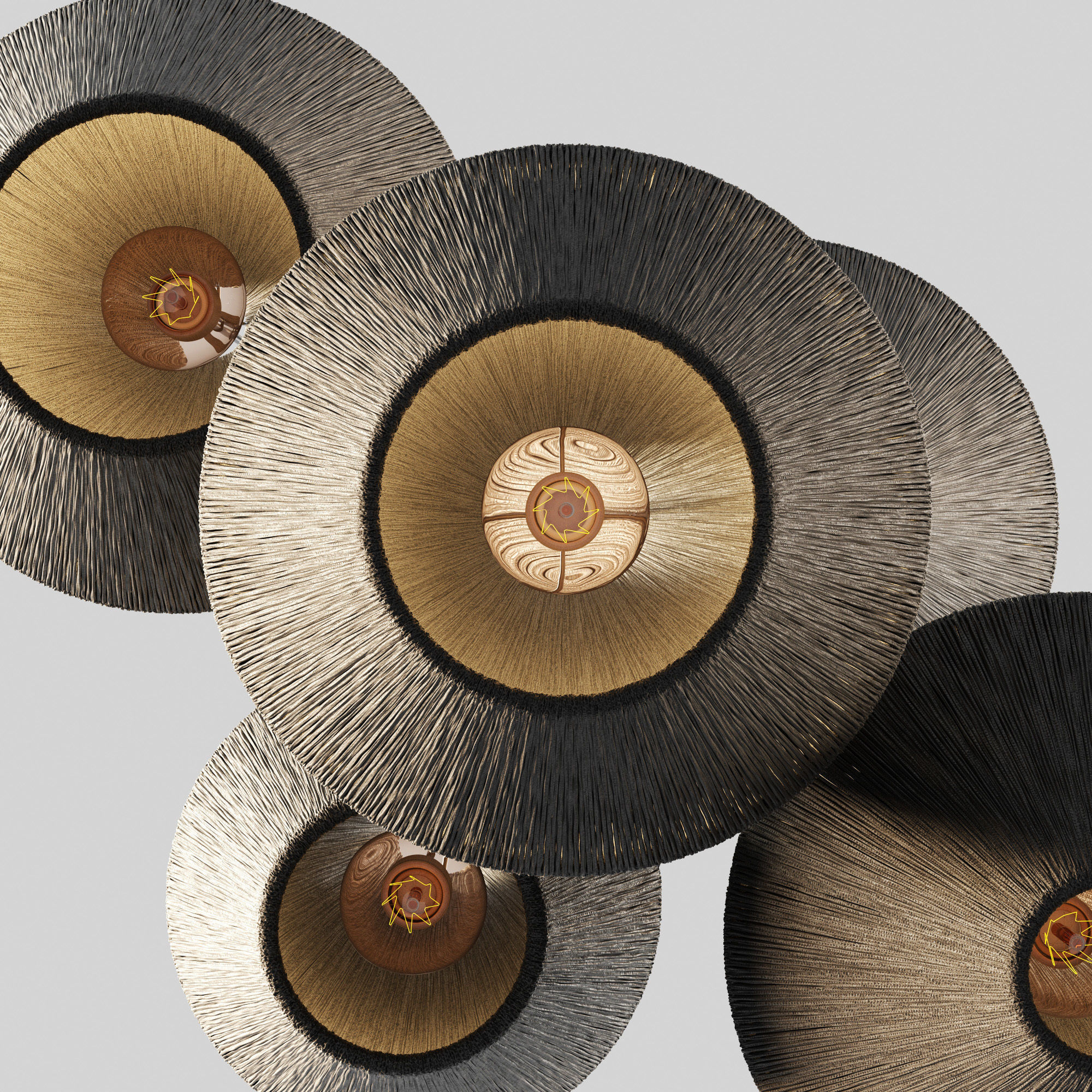 Lamp wood rattan wicker Cone n3 3D model_3