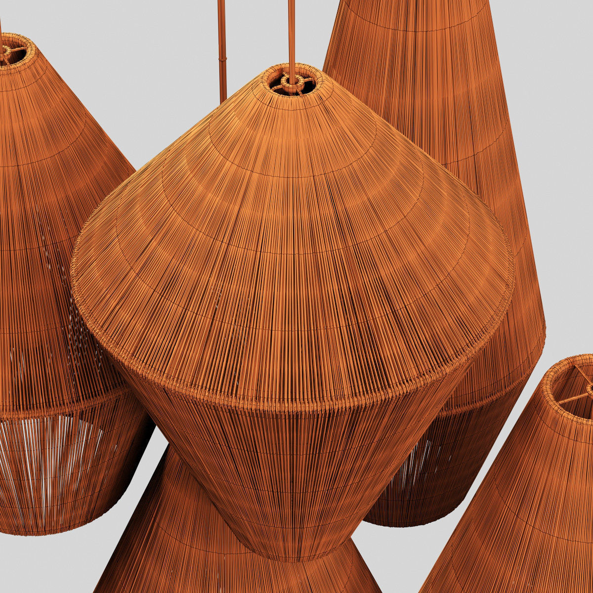 Lamp wood rattan wicker Cone n3 3D model_21