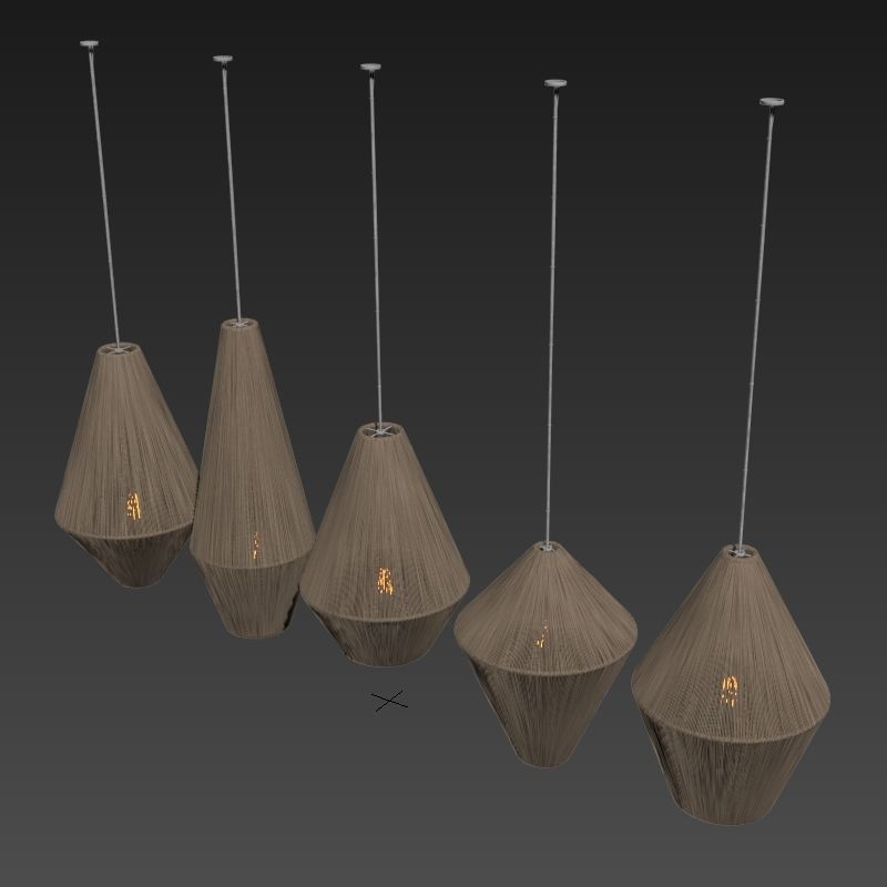 Lamp wood rattan wicker Cone n3 3D model_15