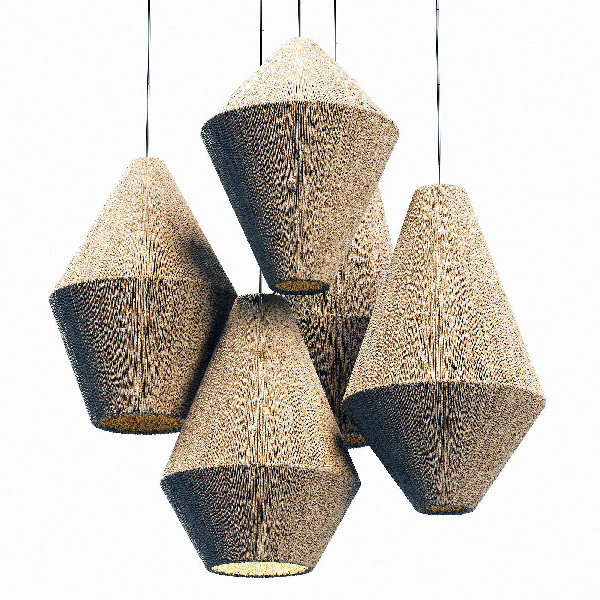 Lamp wood rattan wicker Cone n3 3D model_13