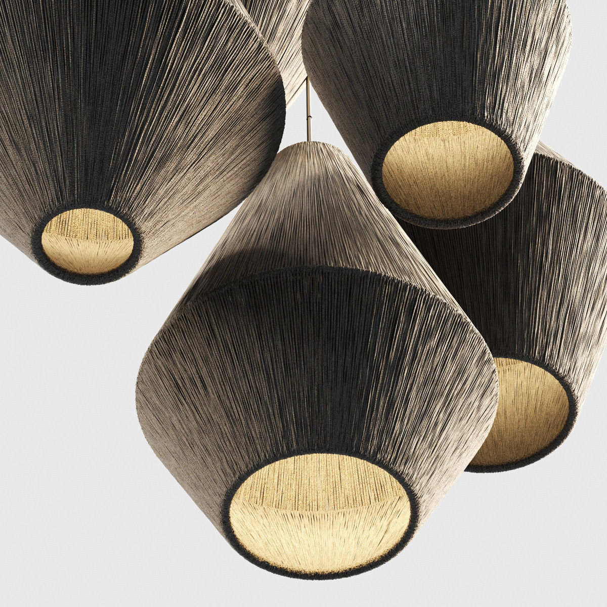 Lamp wood rattan wicker Cone n3 3D model_2