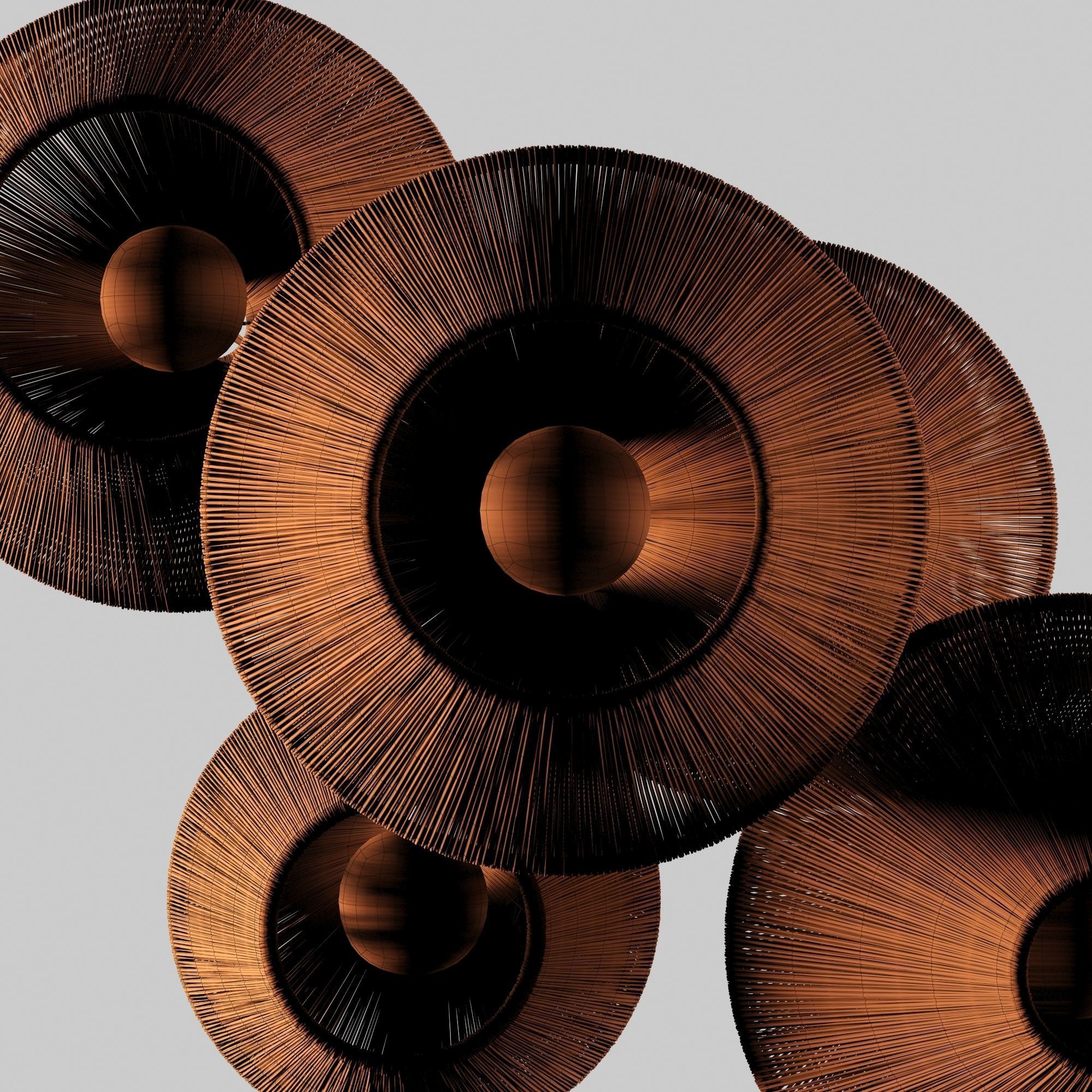 Lamp wood rattan wicker Cone n3 3D model_25