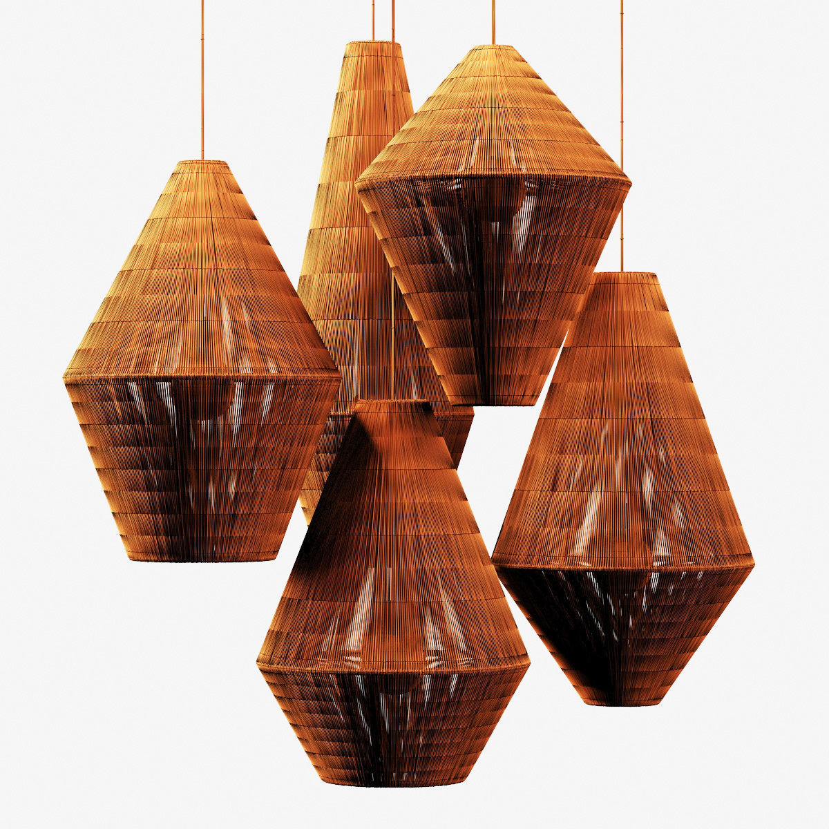 Lamp wood rattan wicker Cone n3 3D model_16