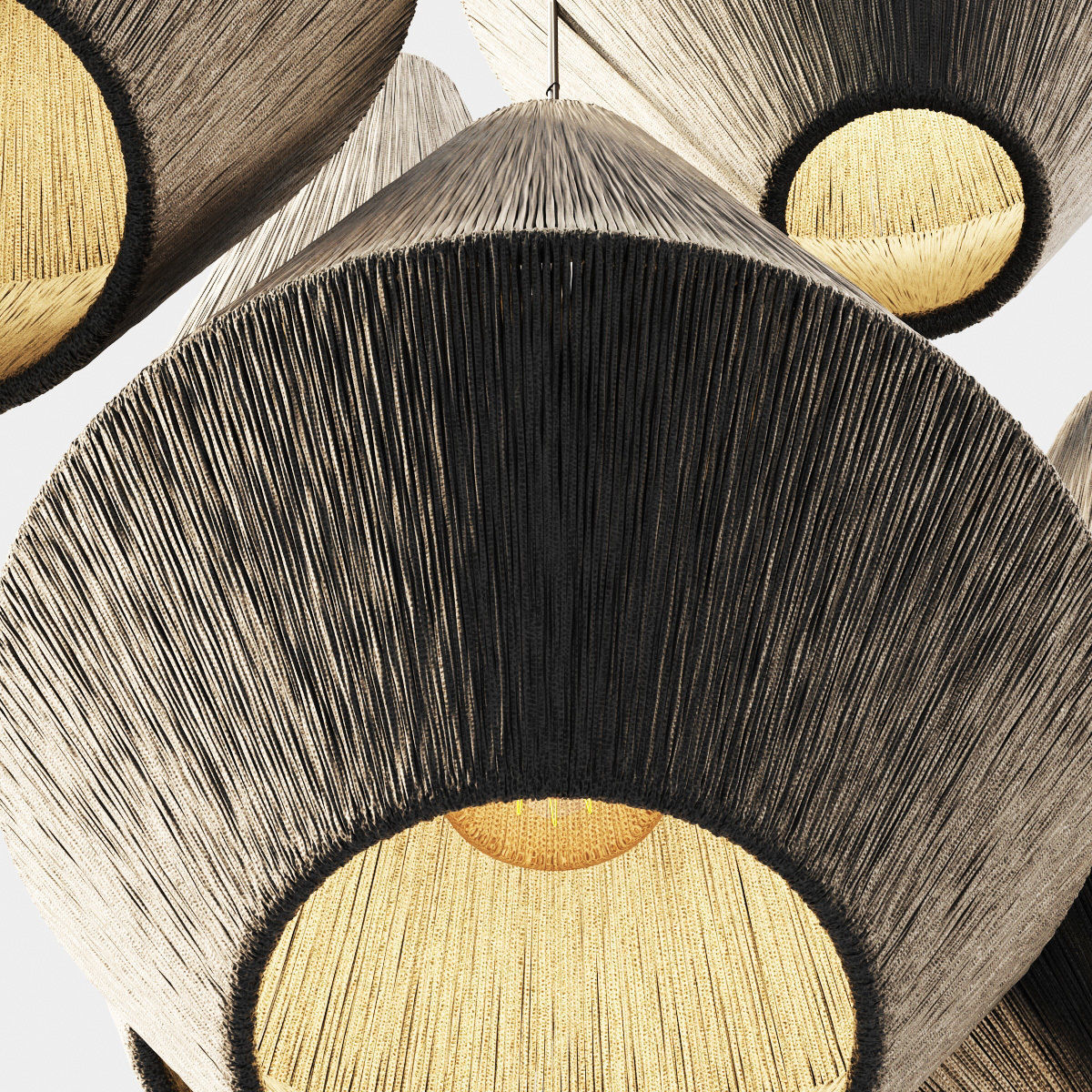 Lamp wood rattan wicker Cone n3 3D model_11