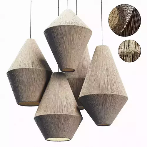 Lamp wood rattan wicker Cone n3