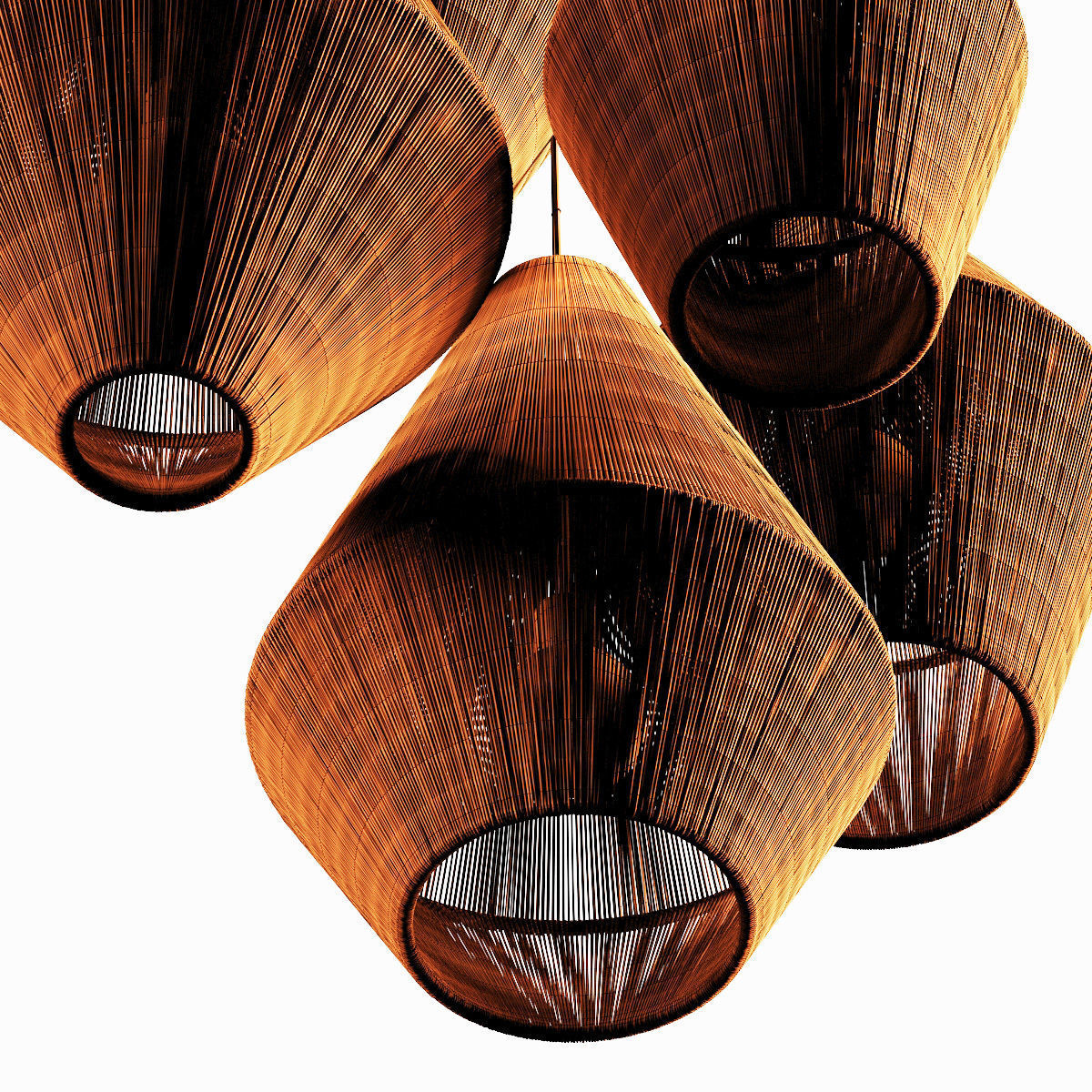 Lamp wood rattan wicker Cone n3 3D model_26