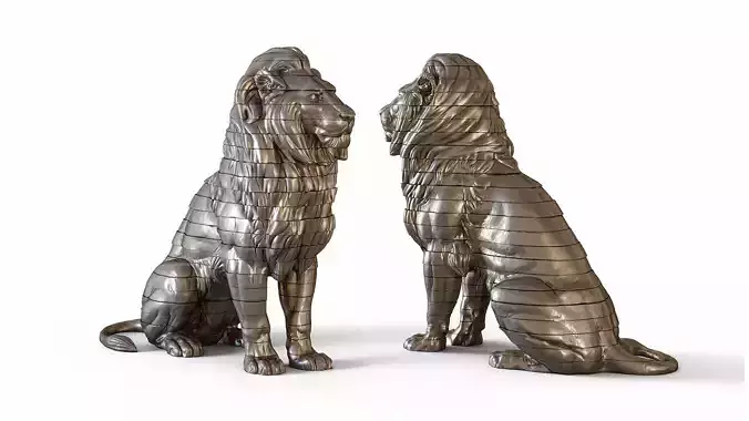 Sliced Lion Decorative Sculpture 3D print model