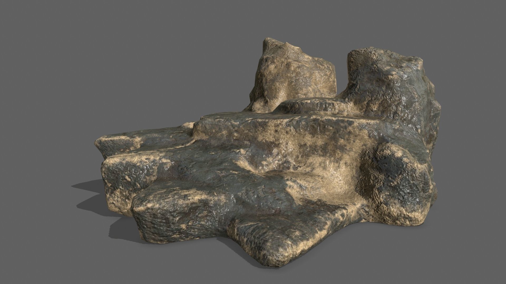 Rock Set tree stump Low-poly 3D model_10