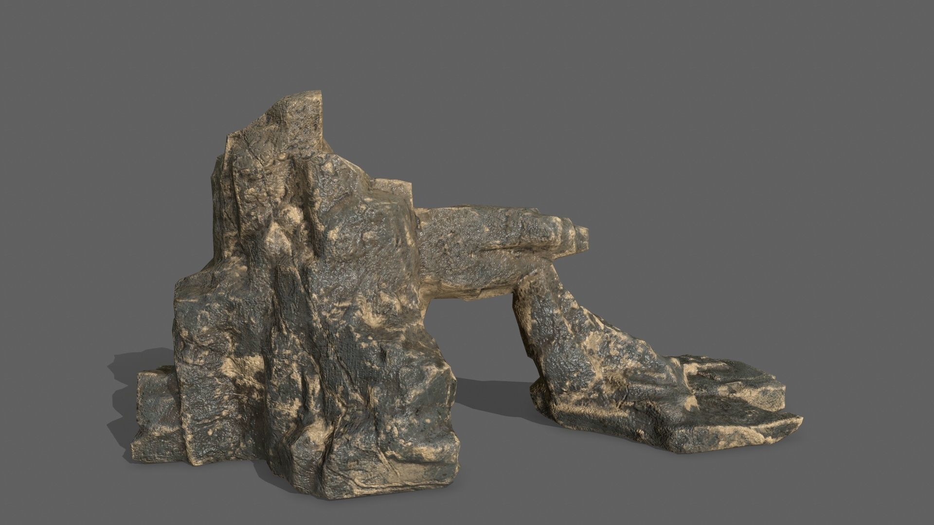 Rock Set tree stump Low-poly 3D model_3