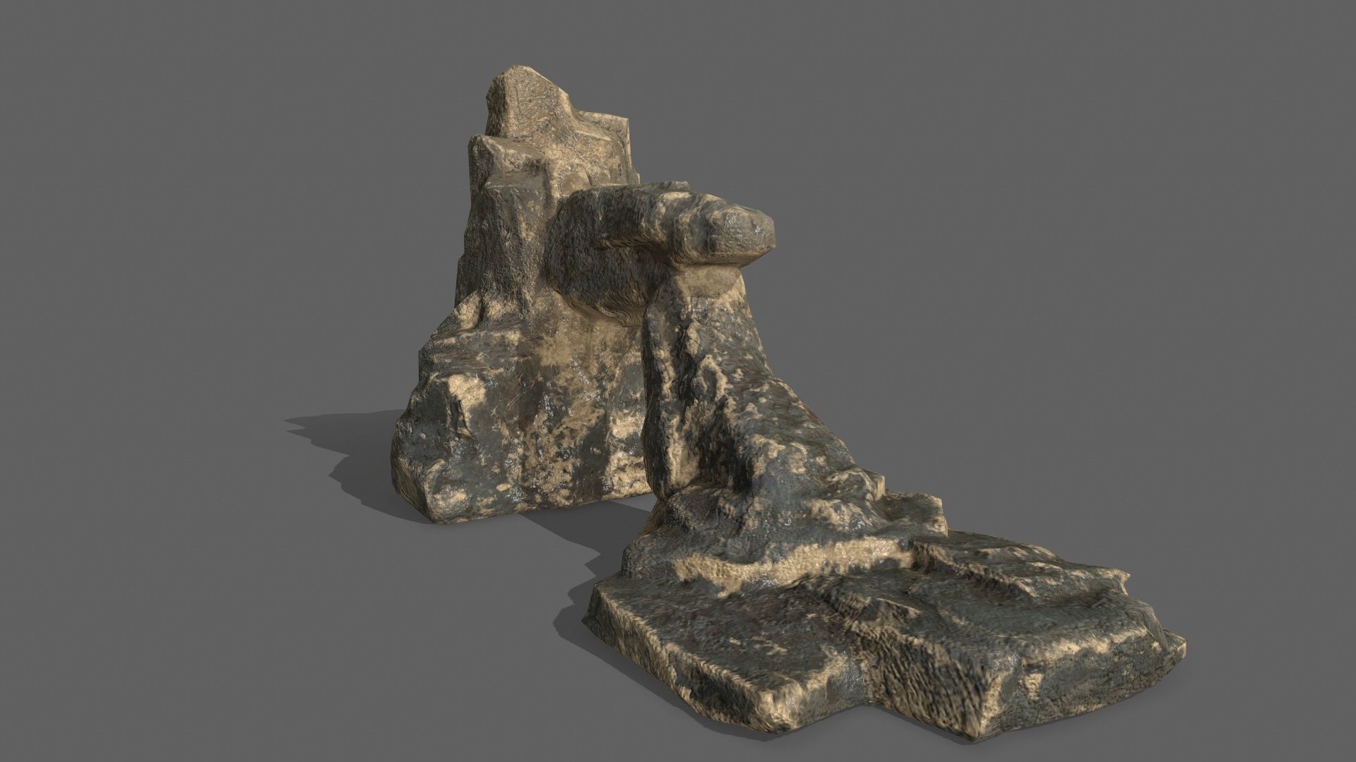 Rock Set tree stump Low-poly 3D model_9