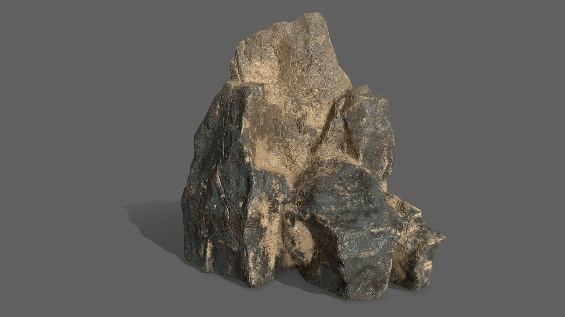 Rock Set tree stump Low-poly 3D model_19