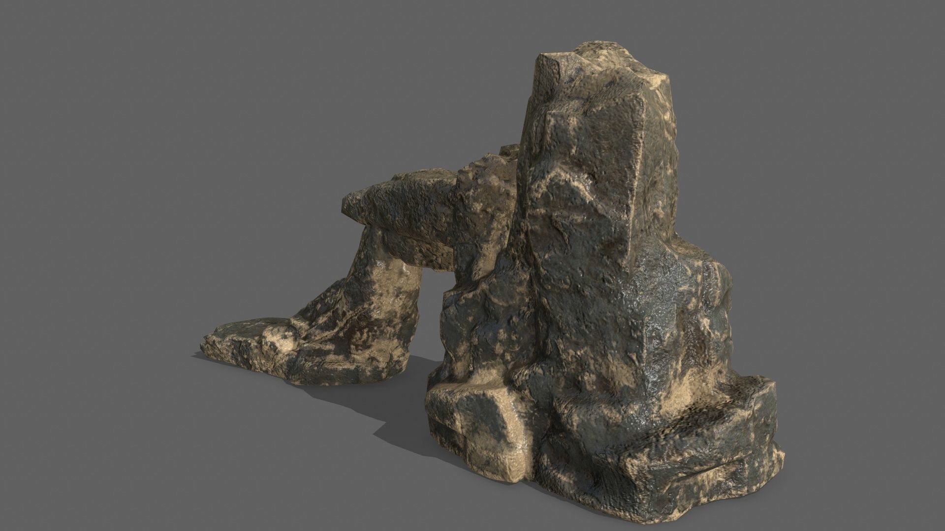 Rock Set tree stump Low-poly 3D model_6