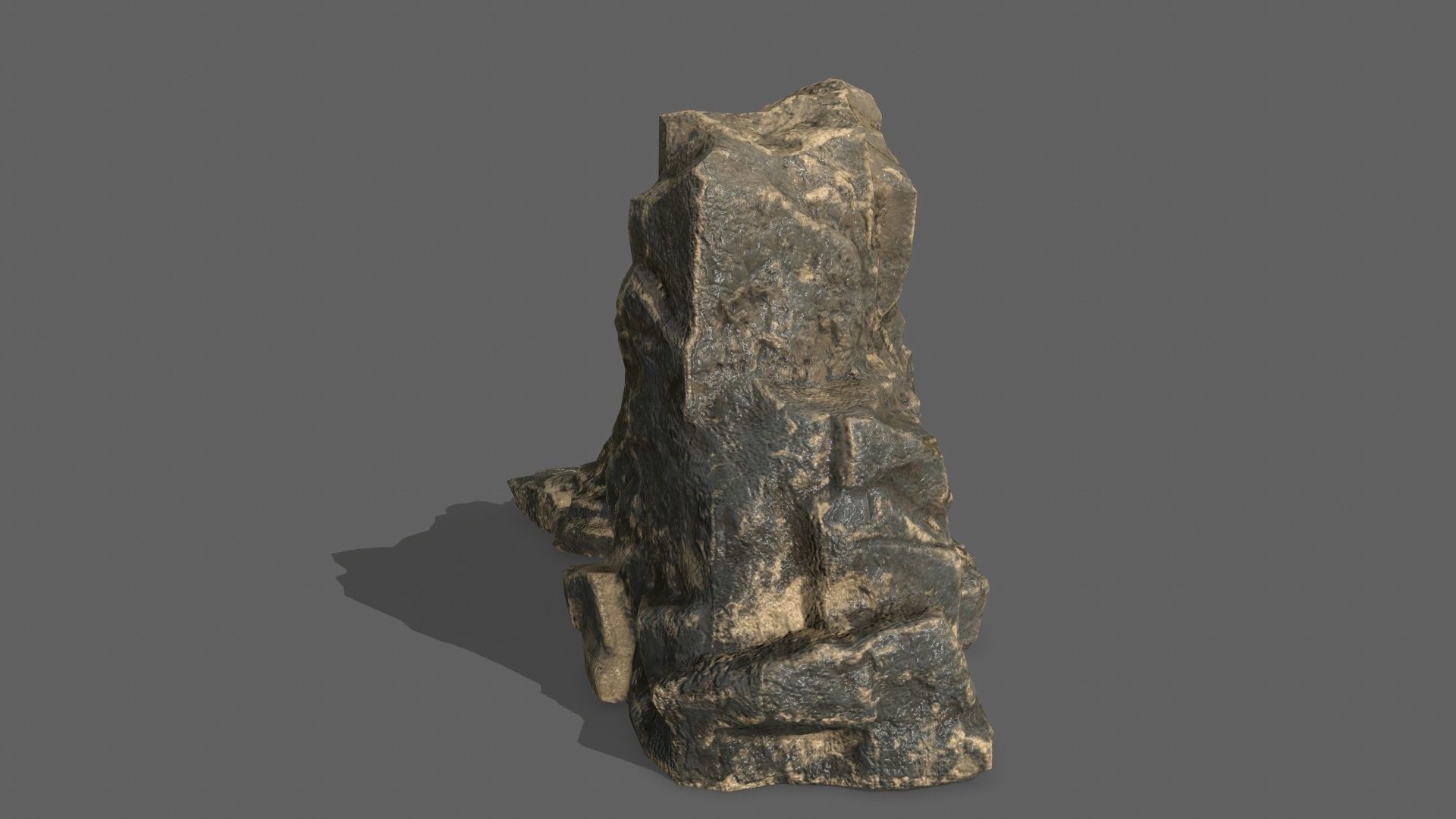 Rock Set tree stump Low-poly 3D model_5