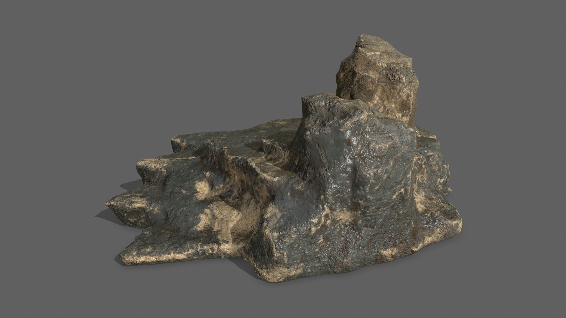 Rock Set tree stump Low-poly 3D model_14