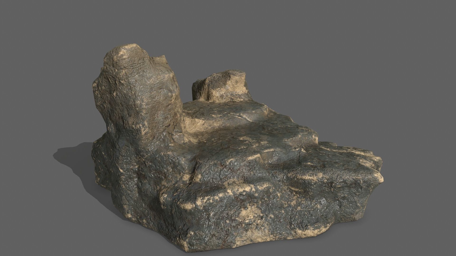 Rock Set tree stump Low-poly 3D model_12