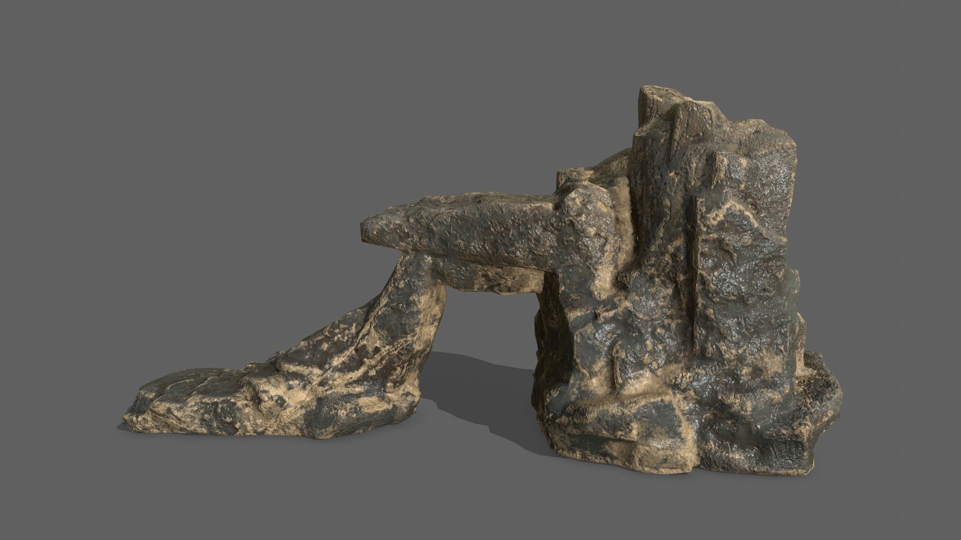 Rock Set tree stump Low-poly 3D model_7