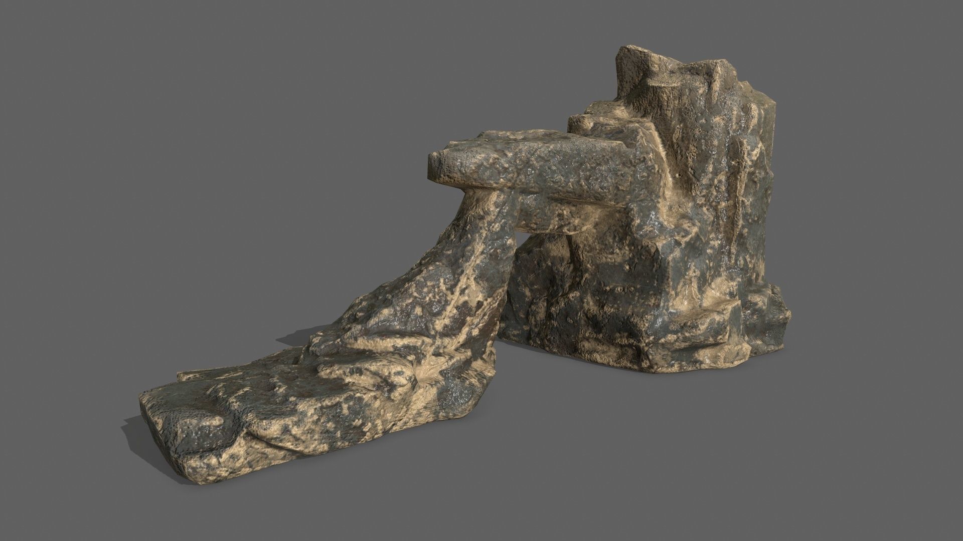 Rock Set tree stump Low-poly 3D model_8