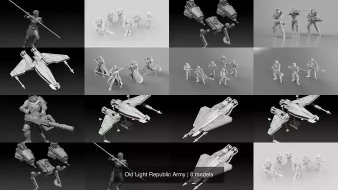 Old Light Republic Army 3D Model Collection