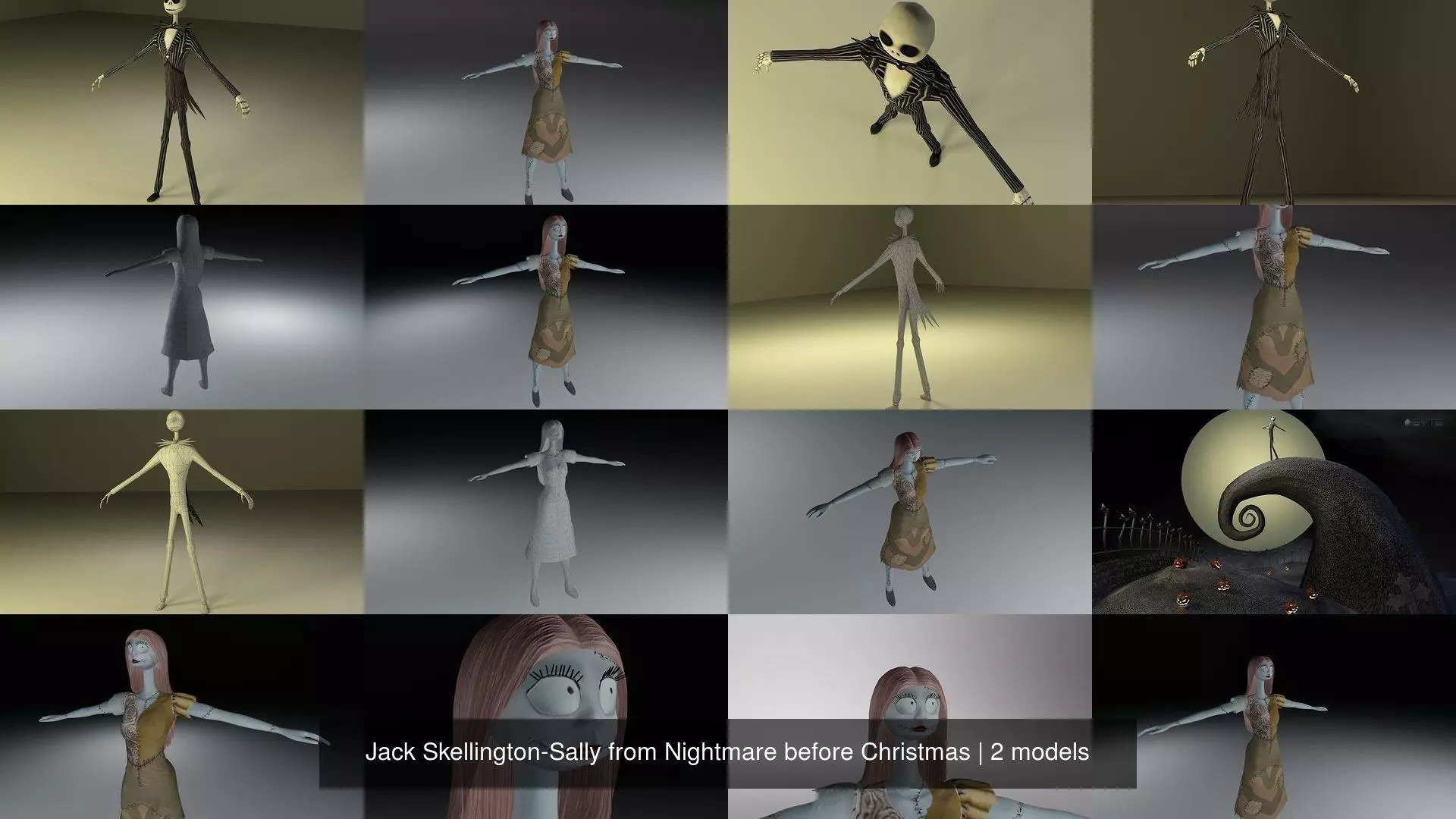 Jack Skellington-Sally from Nightmare before Christmas 3D Model Collection_0