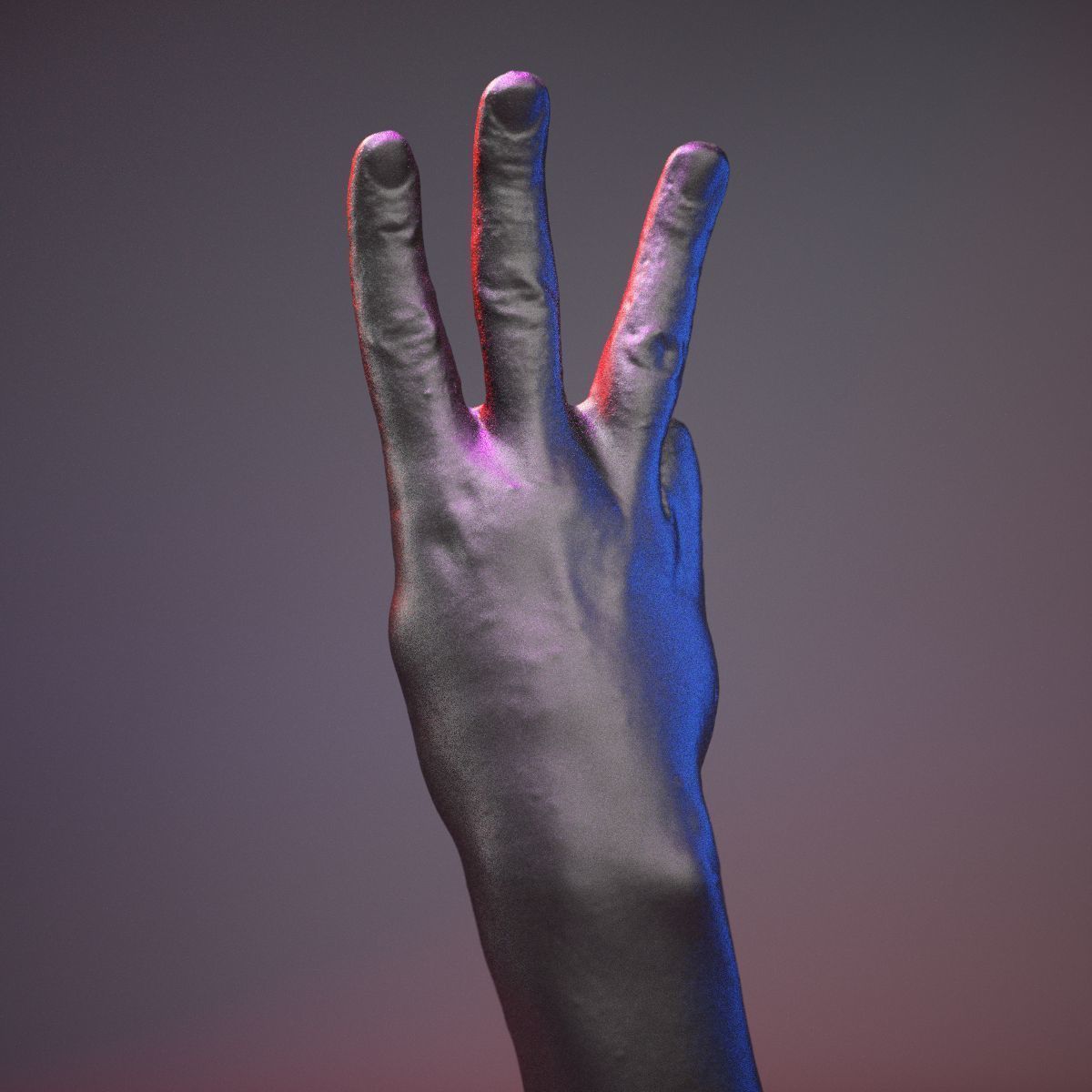 Finger Alphabet W Low-poly 3D model_16