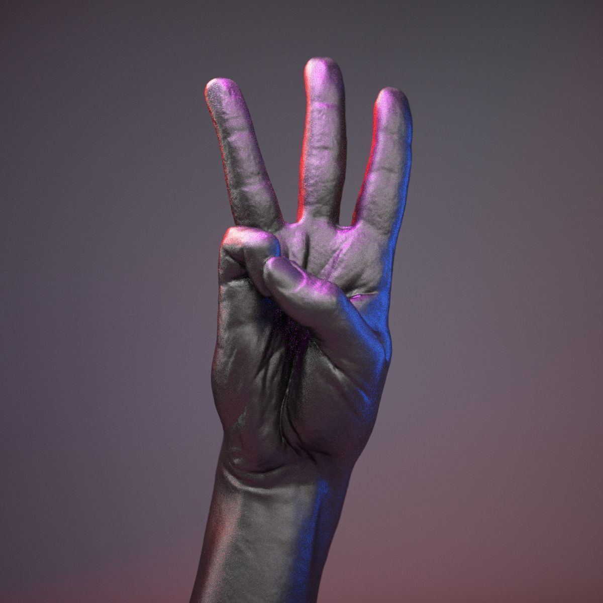 Finger Alphabet W Low-poly 3D model_12