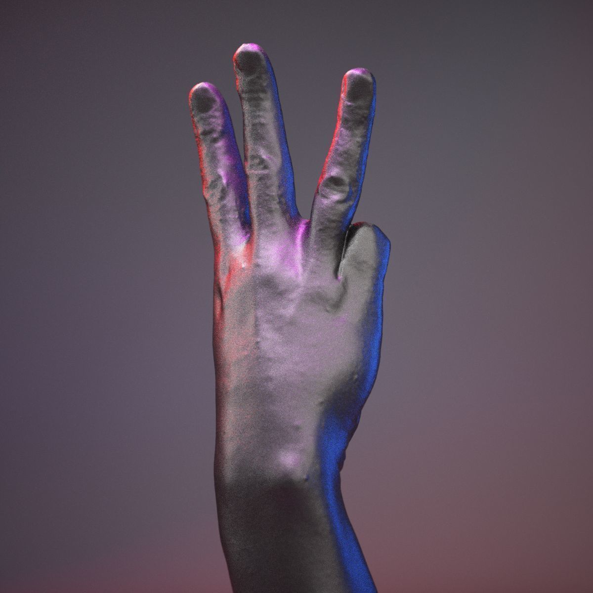 Finger Alphabet W Low-poly 3D model_15