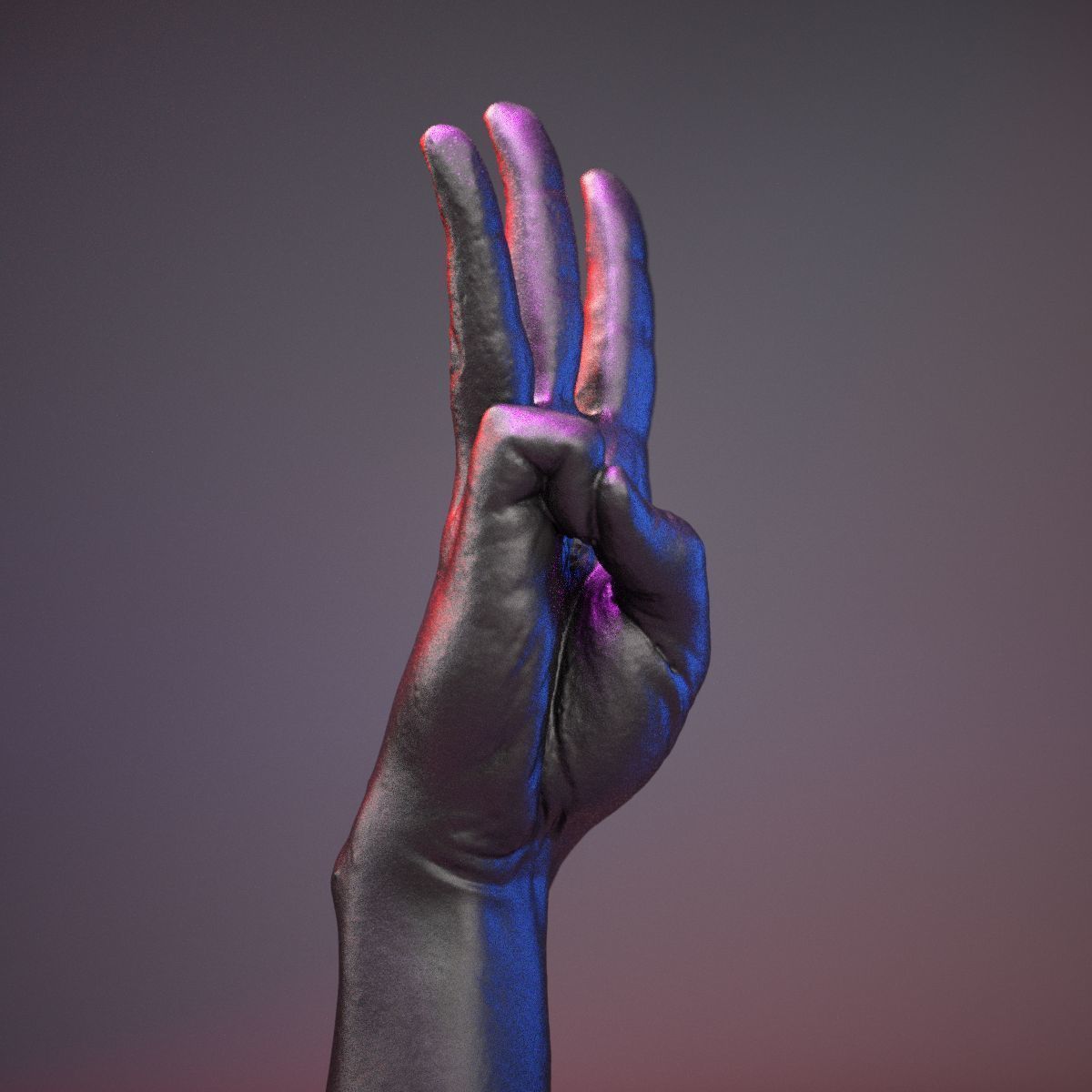 Finger Alphabet W Low-poly 3D model_13