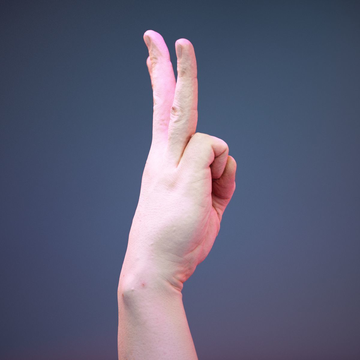 Finger Alphabet W Low-poly 3D model_3