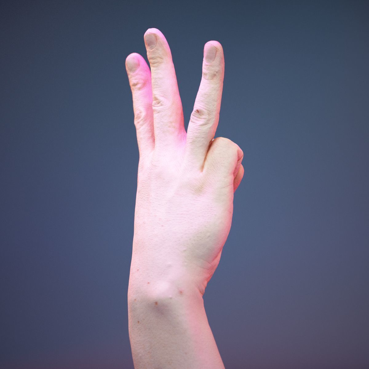 Finger Alphabet W Low-poly 3D model_4