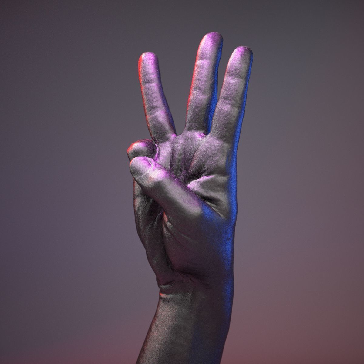 Finger Alphabet W Low-poly 3D model_19