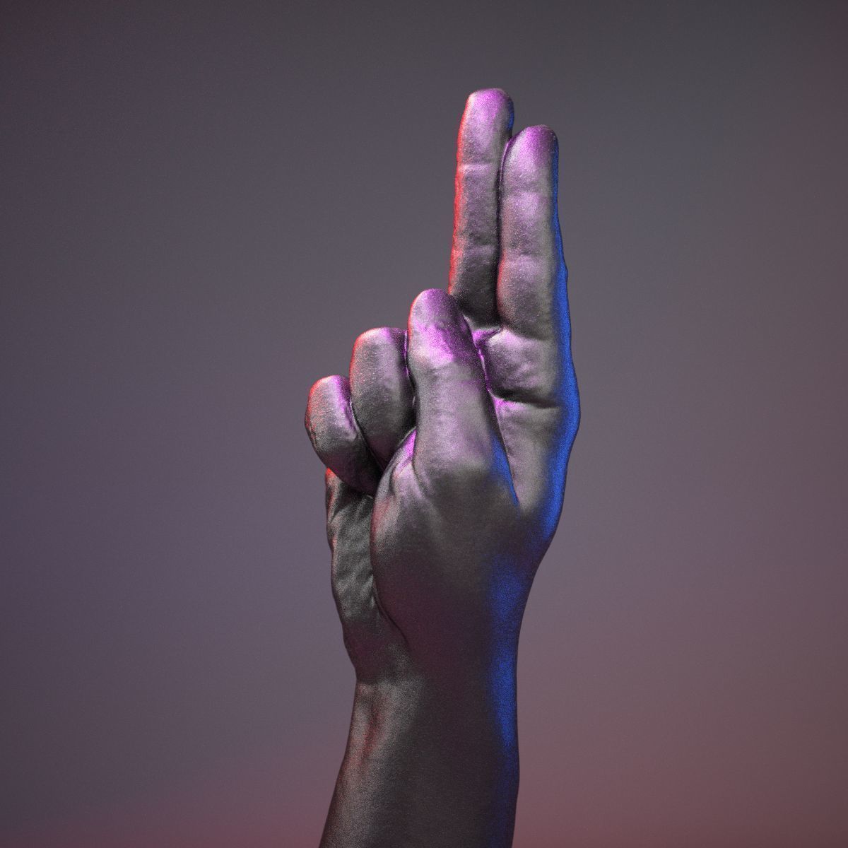 Finger Alphabet U Low-poly 3D model_19
