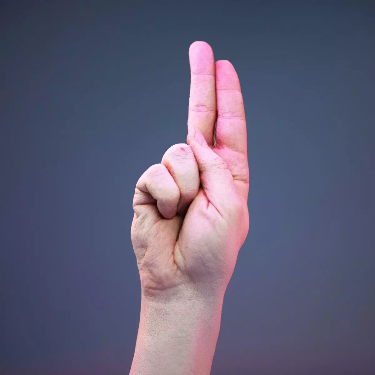 Finger Alphabet U Low-poly 3D model_0