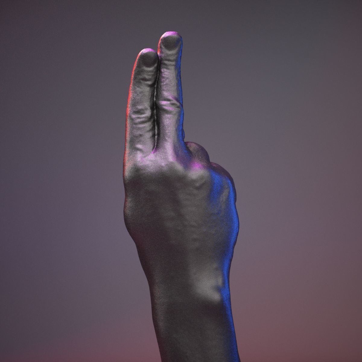 Finger Alphabet U Low-poly 3D model_16