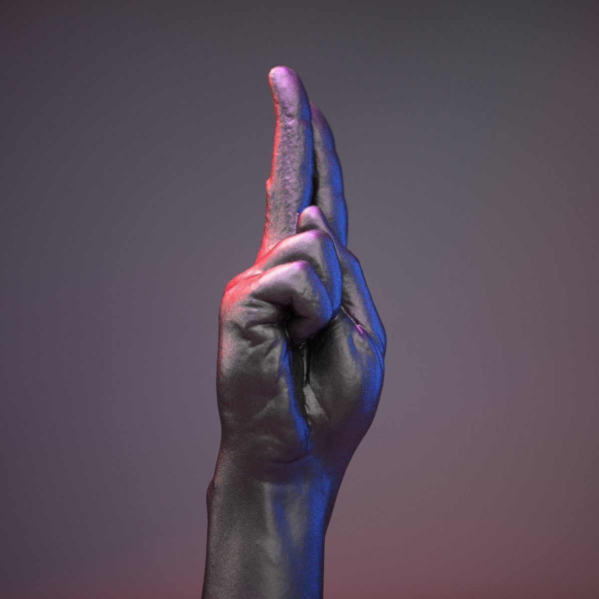 Finger Alphabet U Low-poly 3D model_13