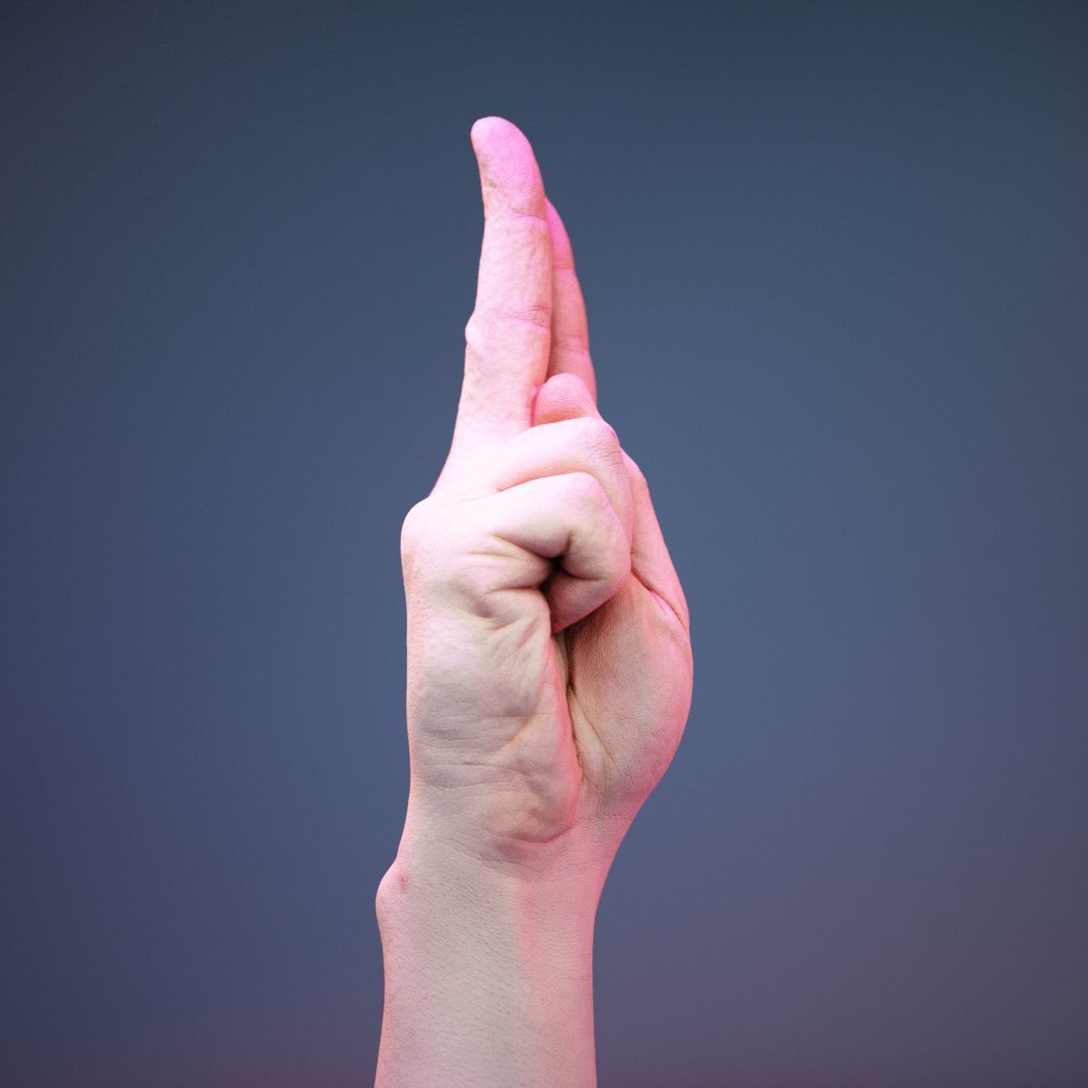 Finger Alphabet U Low-poly 3D model_2