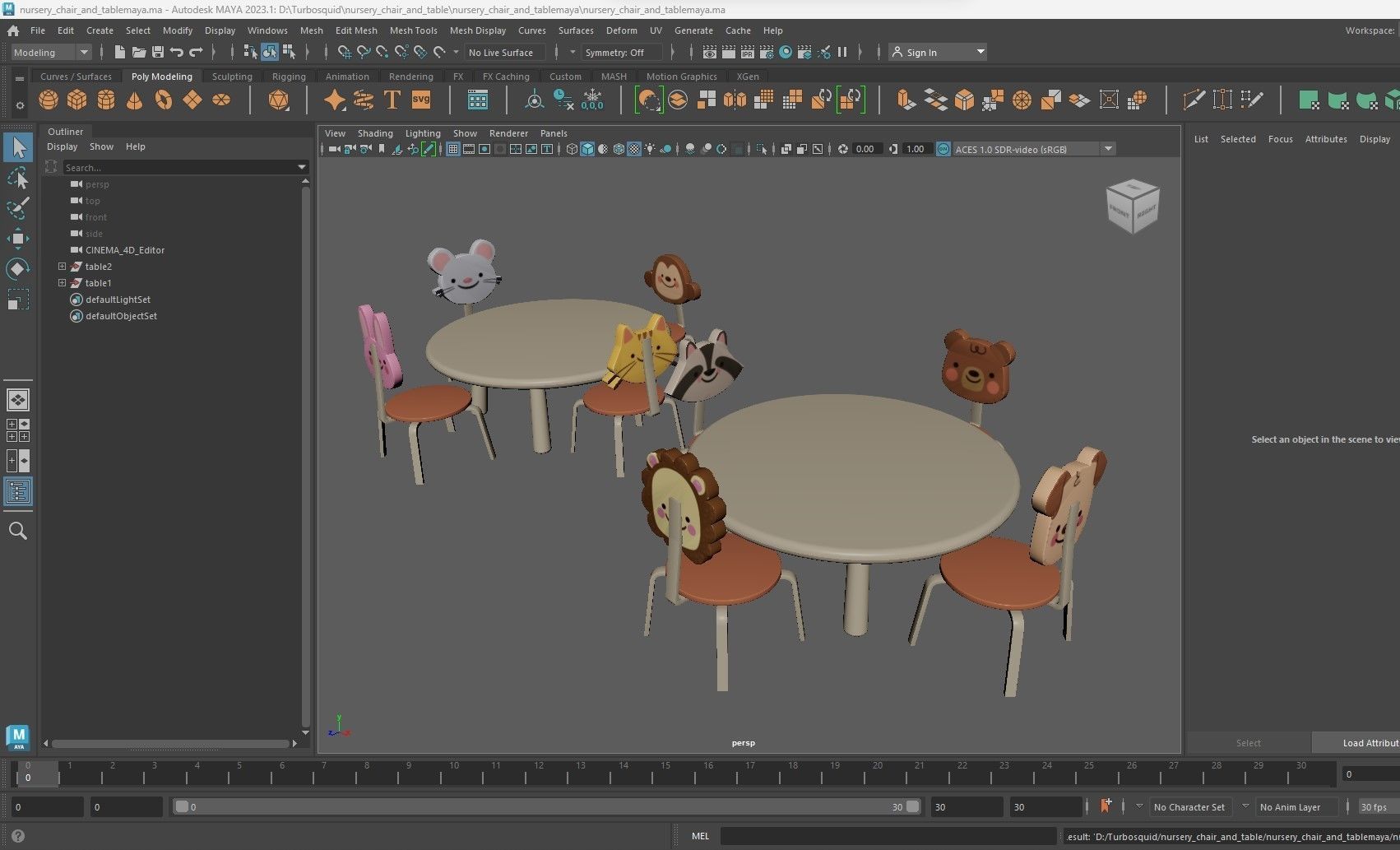 Nursery Table and Chair Low-poly 3D model_16