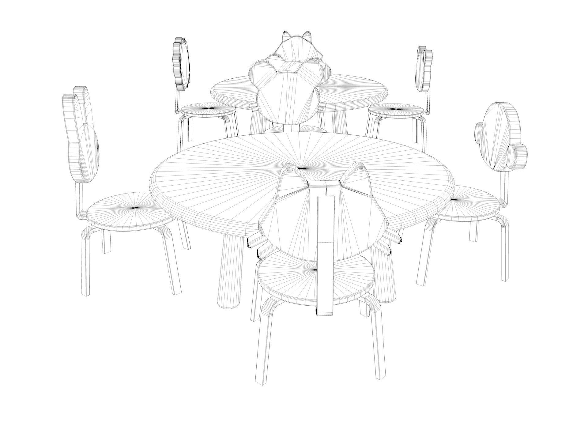 Nursery Table and Chair Low-poly 3D model_10