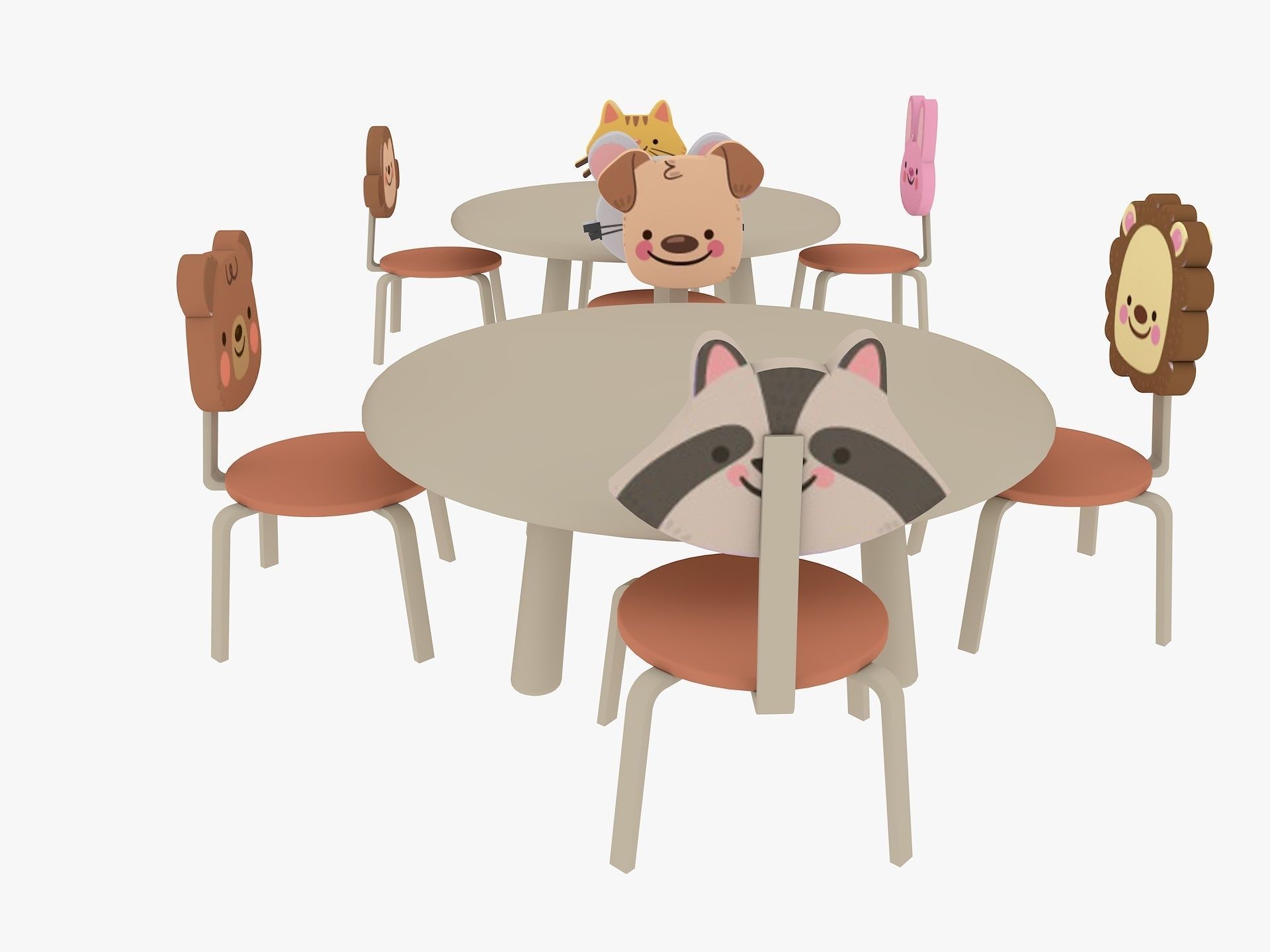 Nursery Table and Chair Low-poly 3D model_4