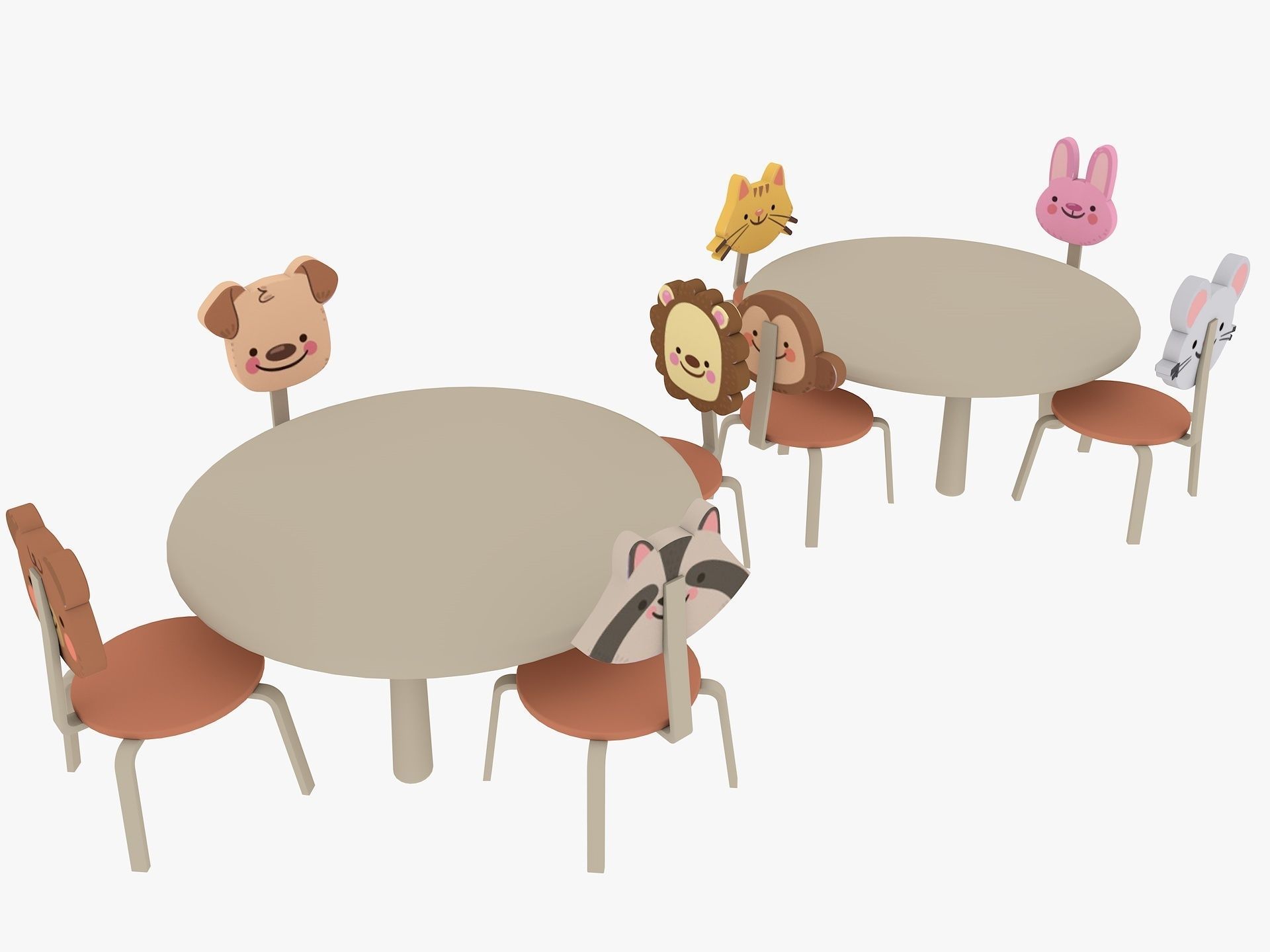 Nursery Table and Chair Low-poly 3D model_5